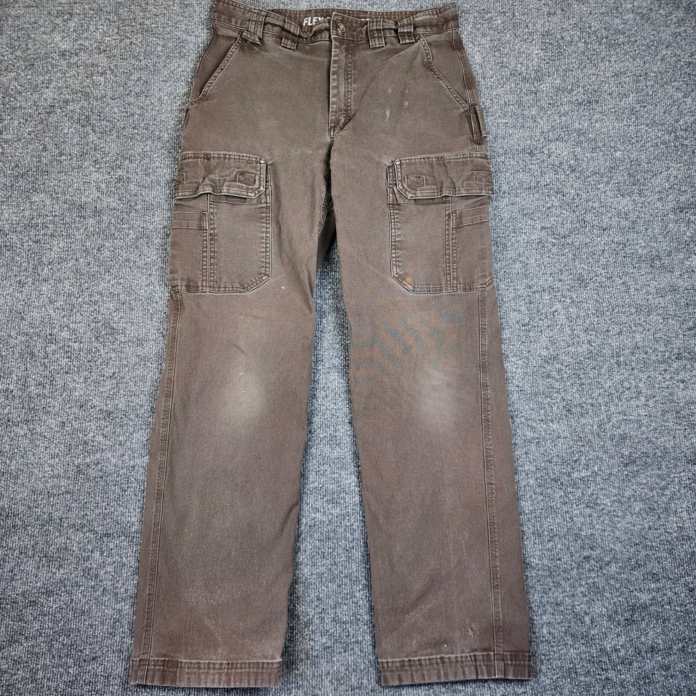 Duluth Trading Flex Fire Hose Cargo Pants Men's 34x34(32) Brown Work Utility